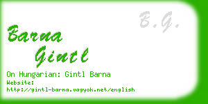 barna gintl business card